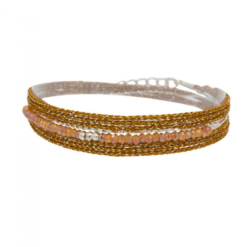 Bracelet multi-tours PRAGUE argent - Liens & Perles terracotta - BY GARANCE Bracelet multi-tours PRAGUE argent - Liens & Perles terracotta - BY GARANCE