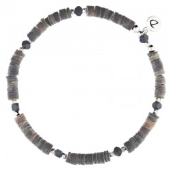 Bracelet homme élastiqué argent REBEL - Perles de Coquillages Gris Choco - DORIANE Bijoux