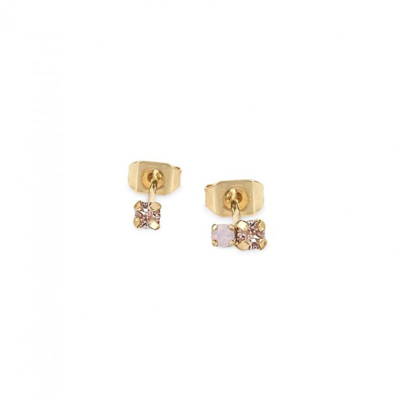 Boucles d'oreilles Puces AMANTS Or - Cristal rose opal & Cristaux roses - BDM Studio Boucles d'oreilles Puces AMANTS Or - Cristal rose opal & Cristaux roses - BDM Studio