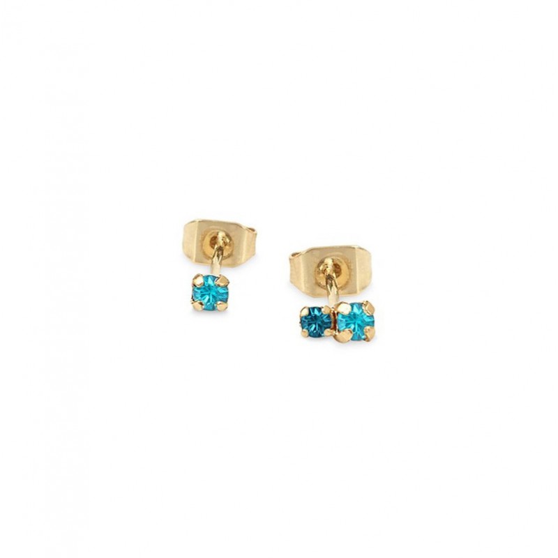 Boucles d'oreilles Puces dépareillées AMANTS Or - Cristal bleu & turquoise BDM STUDIO Boucles d'oreilles Puces dépareillées AMANTS Or - Cristal bleu & turquoise BDM STUDIO