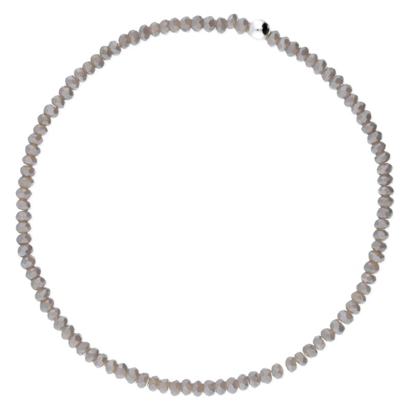 Bracelet élastique CRISTAL - Perle argent & Perles de verres grises tourterelles DORIANE Bijoux
