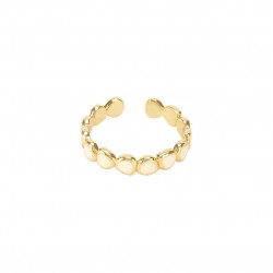 Bague fine ajustable LUMI dorée & Email blanc sable signée BANGLE UP
