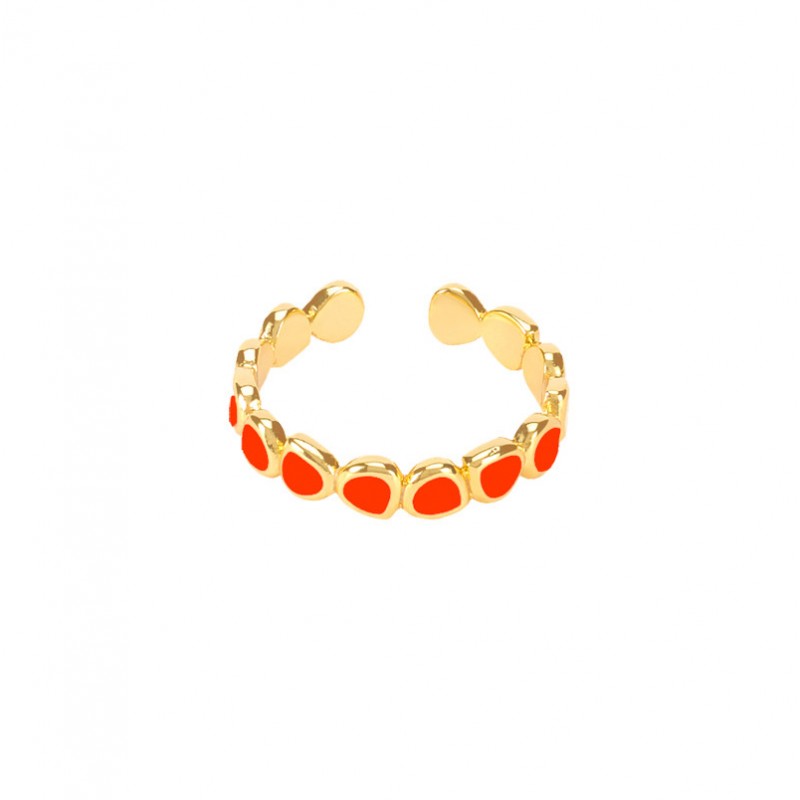 Bague fine ajustable LUMI dorée & Email tangerine signée BANGLE UP Bague fine ajustable LUMI dorée & Email tangerine signée BANGLE UP