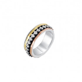 Bague Anneaux Argent Or Jaune Or rose & Zircons - L'EMBLEMATIQUE THEMA