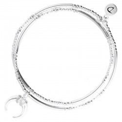 Bracelet élastiqué double tours CHARM Argent - Perles tubes & Corne DORIANE Bijoux