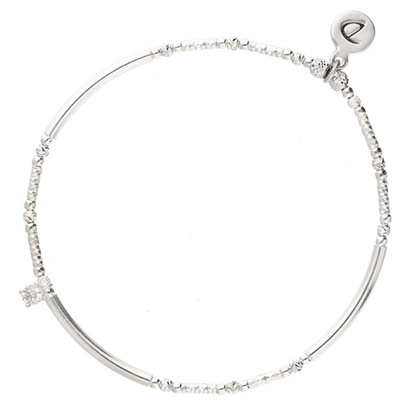 Bracelet élastique Argent PETIT CARRE - Perles tubes & Carré zircon blanc - DORIANE Bijoux Bracelet élastique Argent PETIT CARRE - Perles tubes & Carré zircon blanc - DORIANE Bijoux