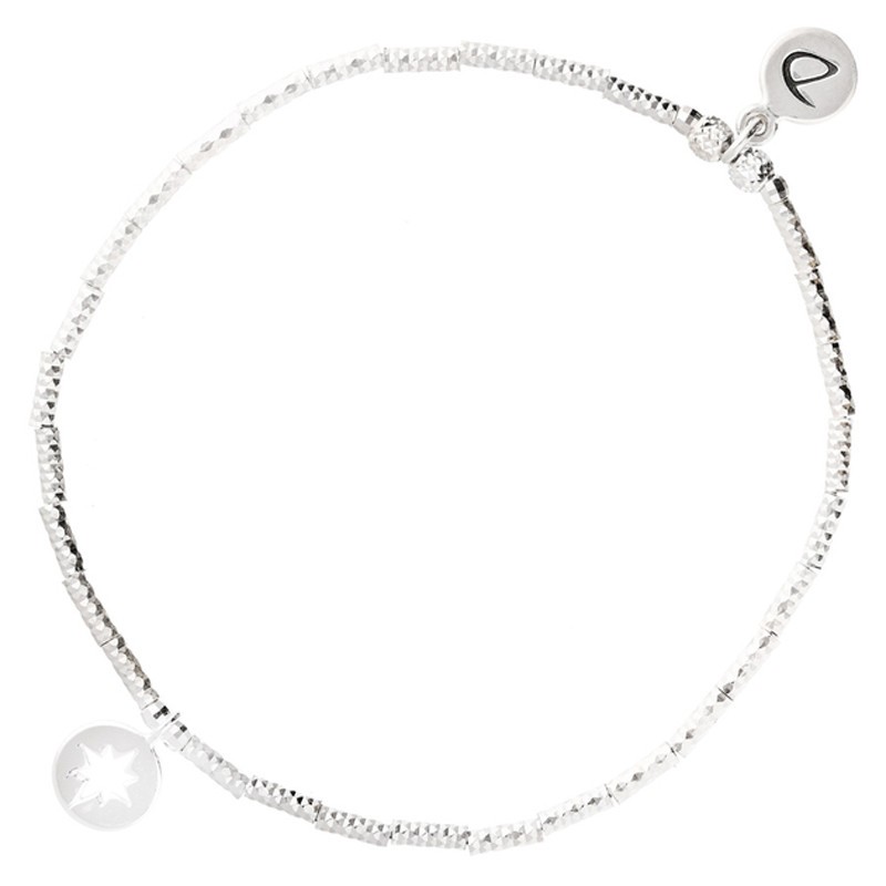 Bracelet élastique en argent - Tubes diamantés & Etoile du Nord DORIANE Bijoux Bracelet élastique en argent - Tubes diamantés & Etoile du Nord DORIANE Bijoux