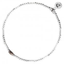 Bracelet fin élastique INFINITY Argent - Tubes perles & Perle de verre grise  - DORIANE Bijoux