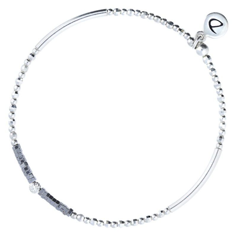 Bracelet élastiqué FLIRTING - Perles argent & Hématites grises DORIANE BIJOUX Bracelet élastiqué FLIRTING - Perles argent & Hématites grises DORIANE BIJOUX