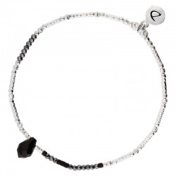 Bracelet élastique SWEET Argent - Tubes Miyuki & Perles noires DORIANE BIJOUX