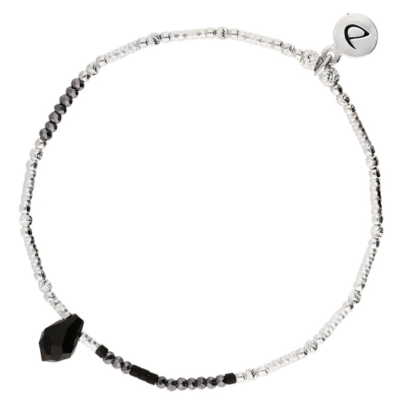 Bracelet élastique SWEET Argent - Tubes Miyuki & Perles noires DORIANE BIJOUX Bracelet élastique SWEET Argent - Tubes Miyuki & Perles noires DORIANE BIJOUX