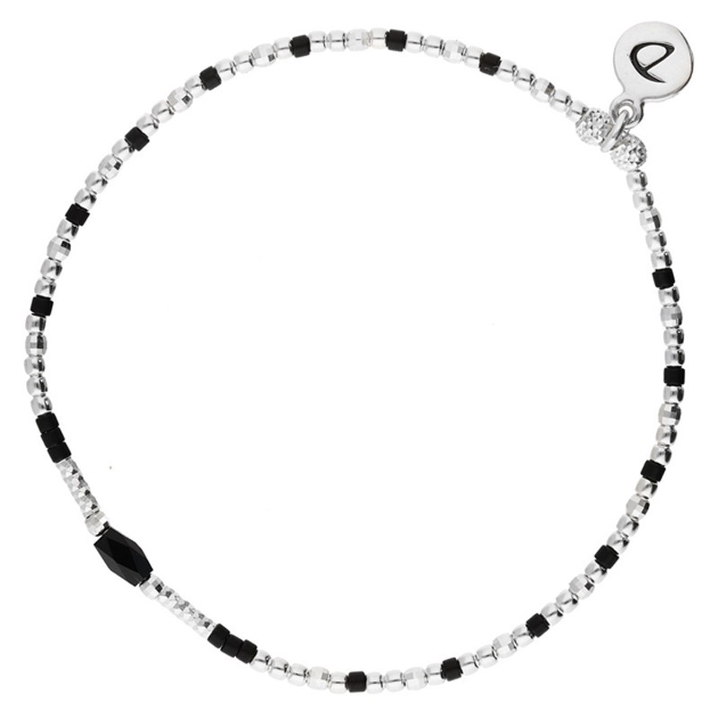 Bracelet fin élastique INFINITY Perles Argent & Perles Miyuki noires DORIANE Bijoux Bracelet fin élastique INFINITY Perles Argent & Perles Miyuki noires DORIANE Bijoux