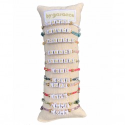 Bracelets Messages MELIE Tissu LIBERTY - Cubes blancs & Lettres dorées BY GARANCE