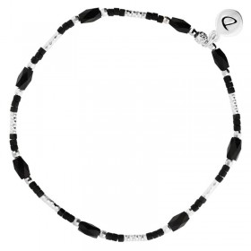 Bracelet élastique INFINITY ALL BLACK Argent - Perles & Hématites noires DORIANE BIJOUX