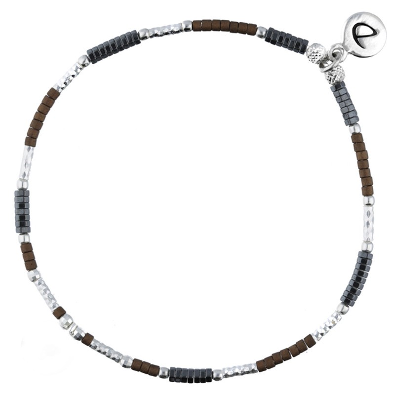 Bracelet élastique fin BRIGHT Argent - Perles choco & Hématites noires DORIANE BIJOUX Bracelet élastique fin BRIGHT Argent - Perles choco & Hématites noires DORIANE BIJOUX