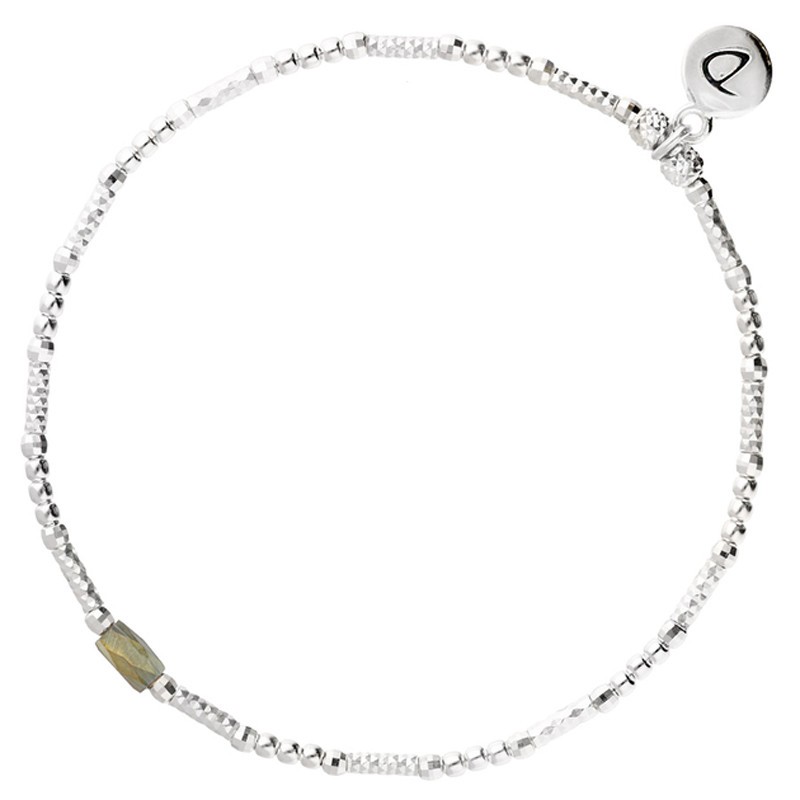 Bracelet fin élastique INFINITY KAKI SILVER - Tubes argent & Perle verte kaki Bracelet fin élastique INFINITY KAKI SILVER - Tubes argent & Perle verte kaki