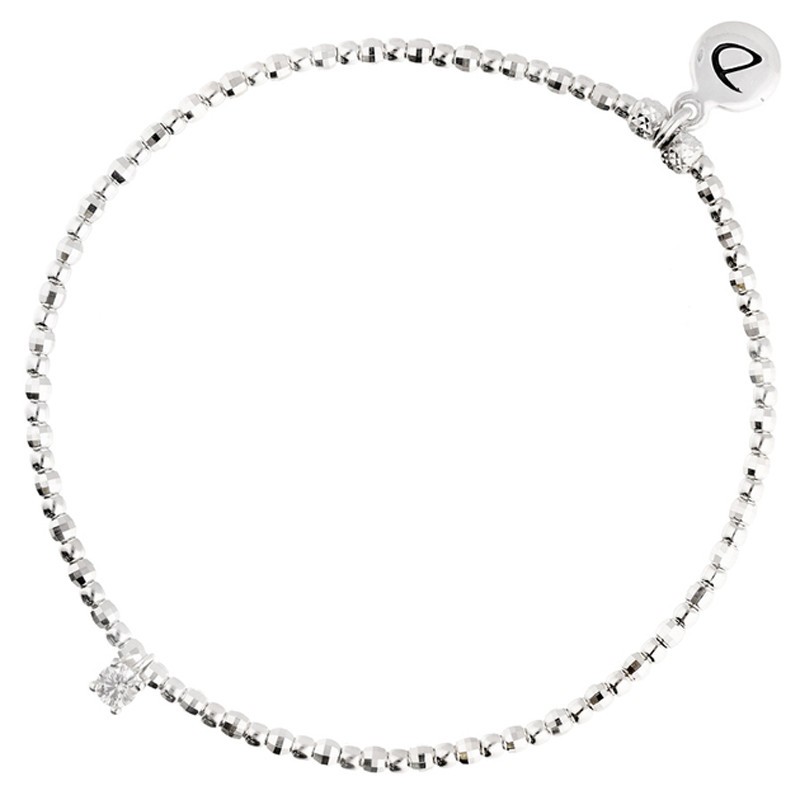 Bracelet élastiqué fin Perles Argent & OXYDE Princesse carré blanc - DORIANE Bijoux Bracelet élastiqué fin Perles Argent & OXYDE Princesse carré blanc - DORIANE Bijoux