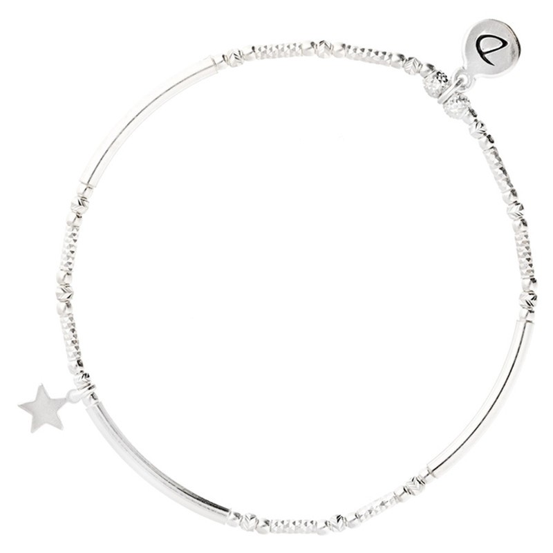 Bracelet élastique STAR argent - Tubes lisses diamantés & Etoile - DORIANE Bijoux Bracelet élastique STAR argent - Tubes lisses diamantés & Etoile - DORIANE Bijoux