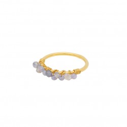 Bague Fine PONDICHERRY Or - Fils écrous & Gouttes Tanzanite rose  - Une à Une