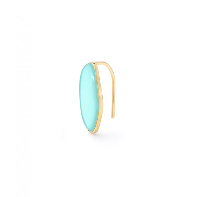 Boucle d'oreille Ear Cuff AGATHE Or - Puce allongée plaquée & Email turquoise BDM STUDIO Boucle d'oreille Ear Cuff AGATHE Or - Puce allongée plaquée & Email turquoise BDM STUDIO