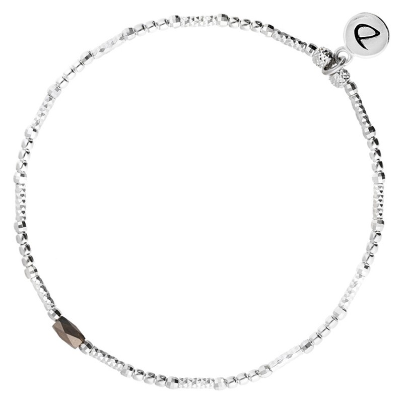 Bracelet fin élastique INFINITY KAKI SILVER - Tubes argent & Perle kaki DORIANE BIJOUX Bracelet fin élastique INFINITY KAKI SILVER - Tubes argent & Perle kaki DORIANE BIJOUX