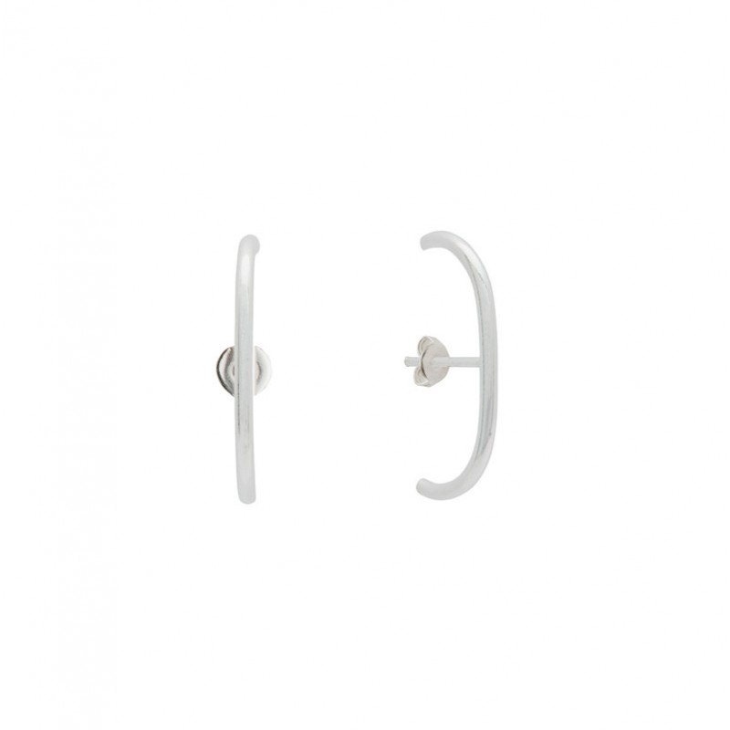 Boucles d'oreilles Puces argent TATOO - Demi-cercle fin & lisse - Une à Une Boucles d'oreilles Puces argent TATOO - Demi-cercle fin & lisse - Une à Une