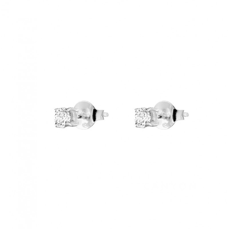 Boucles d'oreilles Puces en argent & Zircons blancs griffés signées CANYON Boucles d'oreilles Puces en argent & Zircons blancs griffés signées CANYON