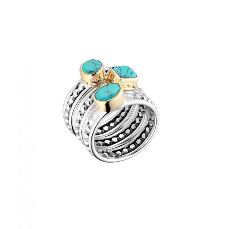 Bague large TRILOGIE argent doré 3 Anneaux & 3 Turquoises CANYON Bague large TRILOGIE argent doré 3 Anneaux & 3 Turquoises CANYON