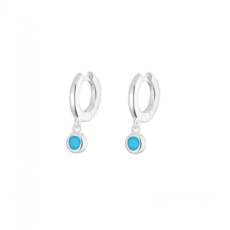 Boucles d'oreilles mini créoles en argent & Petites Turquoises CANYON Boucles d'oreilles mini créoles en argent & Petites Turquoises CANYON