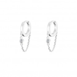 Boucles d'oreilles mini créoles argent Chaîne & Zircon blanc CANYON