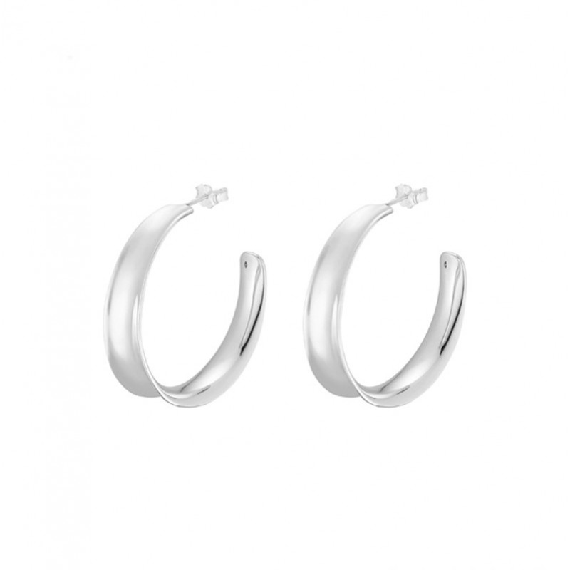 Boucles d'oreilles Créoles en argent incurvées lisses 3 cm CANYON Boucles d'oreilles Créoles en argent incurvées lisses 3 cm CANYON