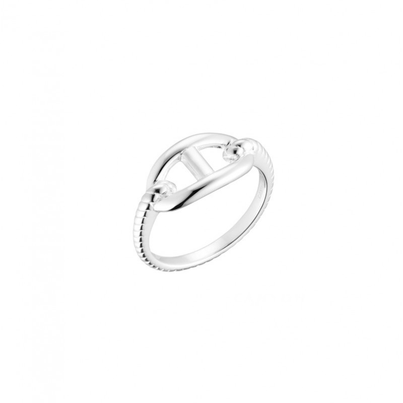 Bague en argent - Anneau texturé & Maille marine CANYON Bague en argent - Anneau texturé & Maille marine CANYON