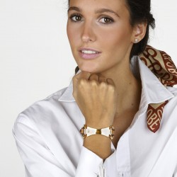 Bracelet PLAQUE doré - Ceinture cuir camel & Plaque mors CXC