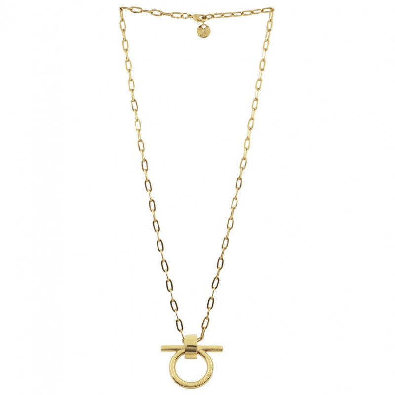 Collier OMEGA chaîne doré - Anneau rond & Barette CXC Collier OMEGA chaîne doré - Anneau rond & Barette CXC