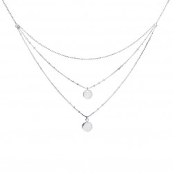 Collier ras de cou TRIPLE RANGS en argent - Chaîne billes & Roses des vents DORIANE Bijoux