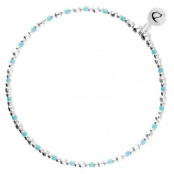 Bracelet élastique FUNNY argent - Perles & Miyuki lagon signé DORIANE Bijoux