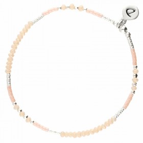 Bracelet élastiqué FLUFFY argent - Perles de verre & Miyuki beige rose DORIANE Bijoux