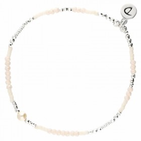 Bracelet élastiqué MYKONOS argent - Perles beige crème & NacreDORIANE Bijoux