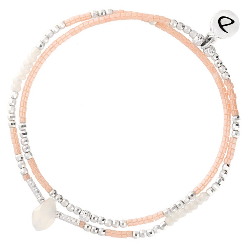 Bracelet multitours élastiqué SPRING argent - Perle opaline rose & Goutte DORIANE Bijoux Bracelet multitours élastiqué SPRING argent - Perle opaline rose & Goutte DORIANE Bijoux