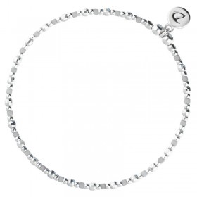 Bracelet élastique FUNNY - Perles argent & Miyuki gris clair DORIANE BIJOUX