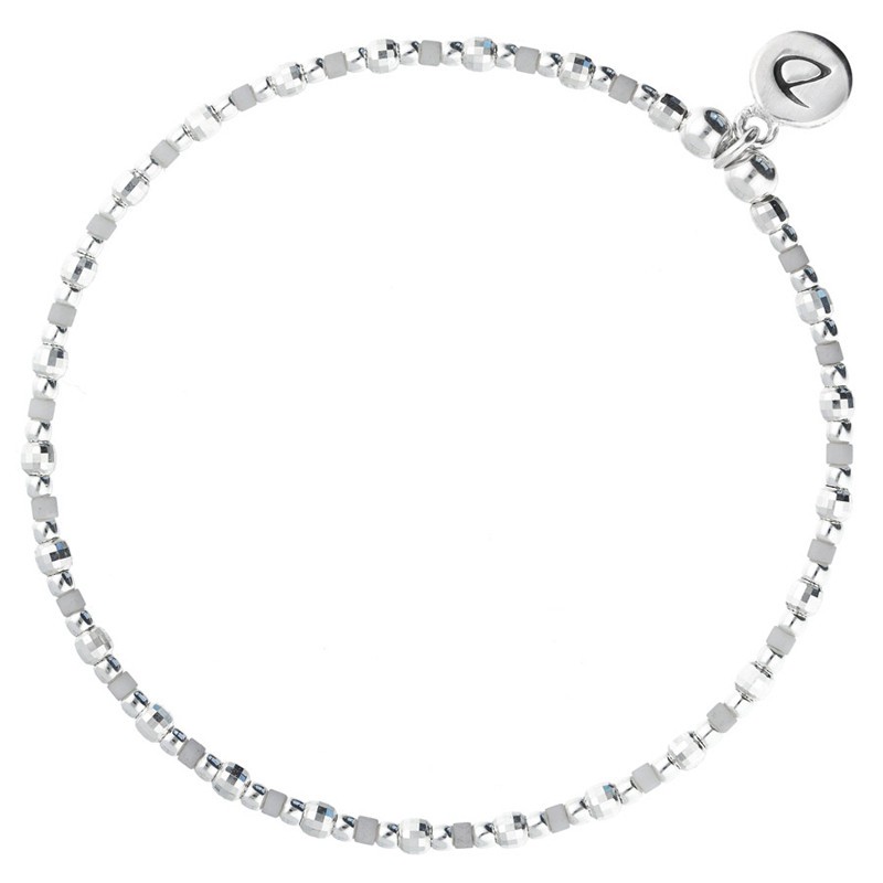 Bracelet élastique FUNNY - Perles argent & Miyuki gris clair DORIANE BIJOUX