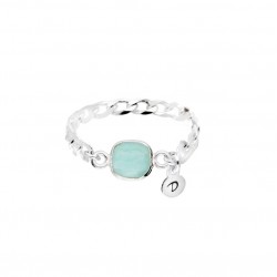 Bague AMAZONE Argent - Chaîne gourmette & AMAZONITE carrée DORIANE BIJOUX