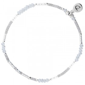 Bracelet de Cheville fin élastiqué en argent & Perles grises DORIANE BIJOUX