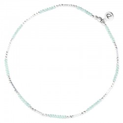 Bracelet de Cheville élastiqué en argent & Perles vert turquoise DORIANE BIJOUX
