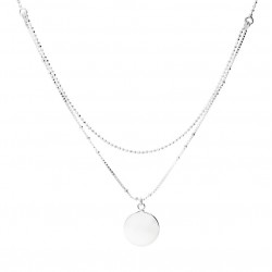 Collier ras de cou DEUX RANGS en Argent - Chaînes billes & Pastille plate signé Doriane Bijoux