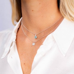 Collier ras de cou PASTILLE en Argent - Chaîne diamantée & Pastille plate