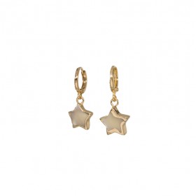 Boucles d'oreilles pendantes GIGI dorées - Créoles & Etoiles nacre blanche signées JORGINA