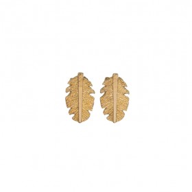Boucles d'oreilles pendantes GOYA Or - Crochets & Feuilles striées plaquées signées JORGINA