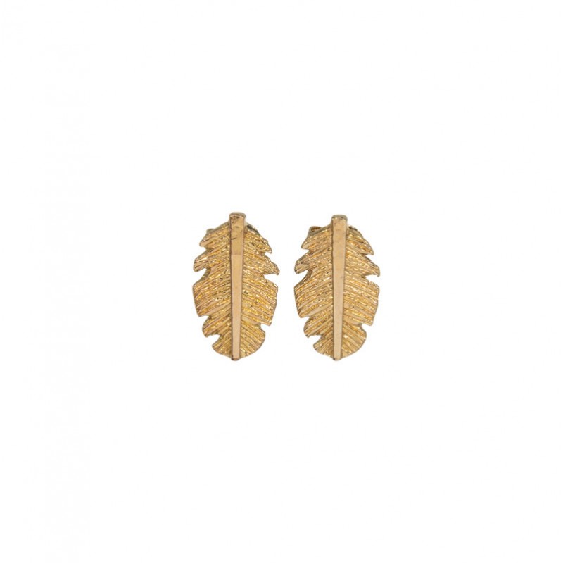 Boucles d'oreilles pendantes GOYA Or - Crochets & Feuilles striées plaquées signées JORGINA Boucles d'oreilles pendantes GOYA Or - Crochets & Feuilles striées plaquées signées JORGINA