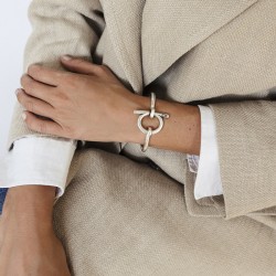 Bracelet Jonc LOOP métal - Boucle équine ronde & Barrette design